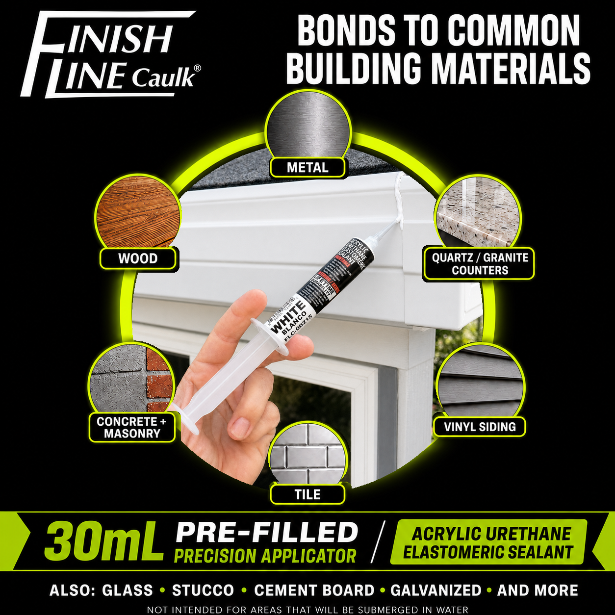 Finish Line Caulk® 30 mL Pre-Filled Precision Caulking Applicator – Single Tube