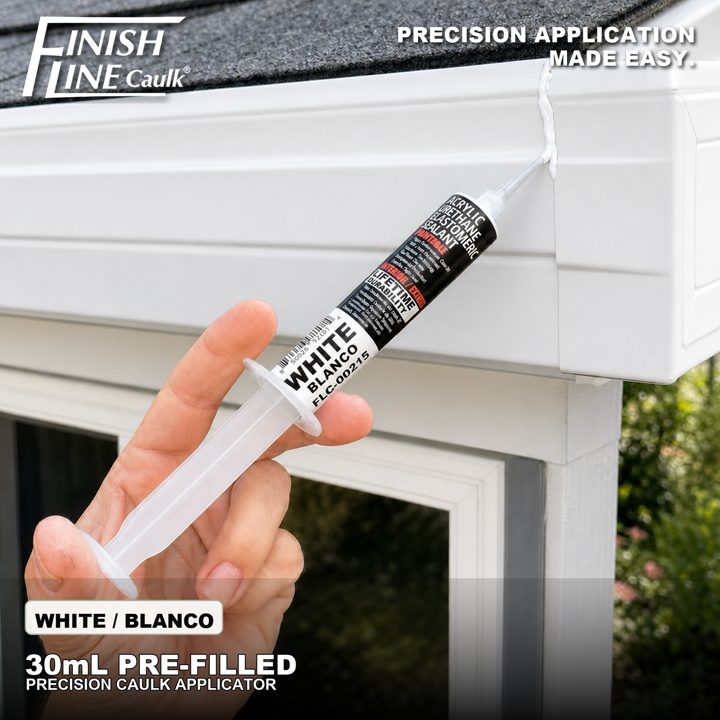 Finish Line Caulk® 30 mL Pre-Filled Precision Caulking Applicator – Single Tube