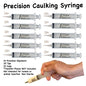 Finish Line Caulk 30 mL Caulking Syringes with Easy Grip Caps and 25 Plastic Dispensing Tips – 10 Pack