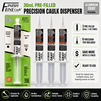 Finish Line Caulk® 30 mL Pre-Filled Precision Caulking Applicators – 3 Pack
