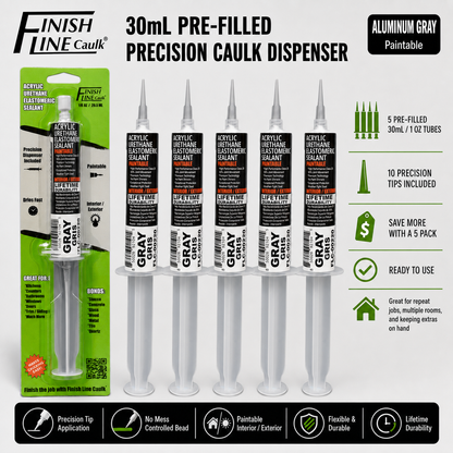Finish Line Caulk® 30 mL Pre-Filled Precision Caulking Applicators – 5 Pack