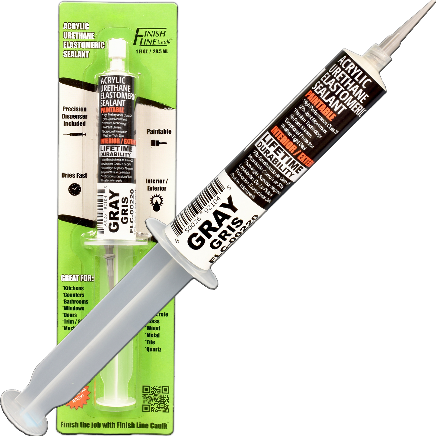 Finish Line Caulk – Aluminum Gray Acrylic Urethane Elastomeric Sealant (1 oz)