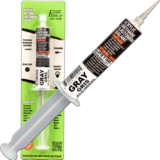 Finish Line Caulk – Aluminum Gray Acrylic Urethane Elastomeric Sealant (1 oz)