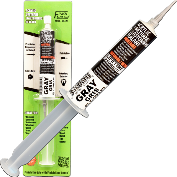 Finish Line Caulk – Aluminum Gray Acrylic Urethane Elastomeric Sealant (1 oz)