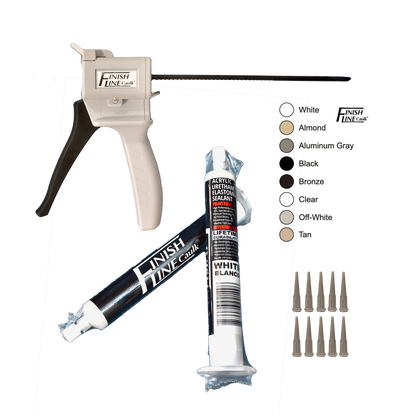 Finish Line Caulk – Precision Hand Dispenser Kit with Acrylic Urethane Sealant (55 mL Tubes)