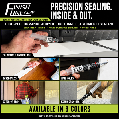Finish Line Caulk® 30 mL Pre-Filled Precision Caulking Applicator – Single Tube
