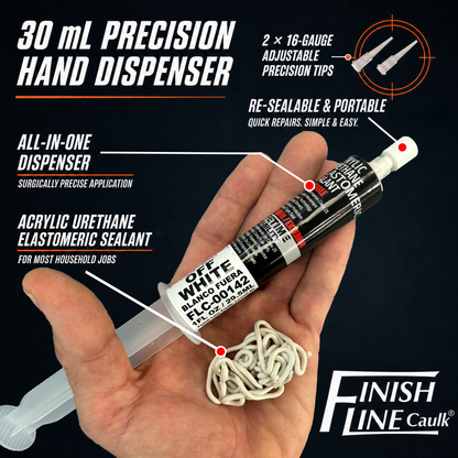 Finish Line Caulk® 30 mL Pre-Filled Precision Caulking Applicator – Single Tube