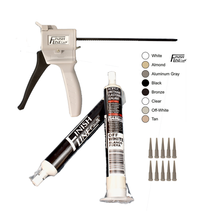 Finish Line Caulk – Precision Hand Dispenser Kit with Acrylic Urethane Sealant (55 mL Tubes)