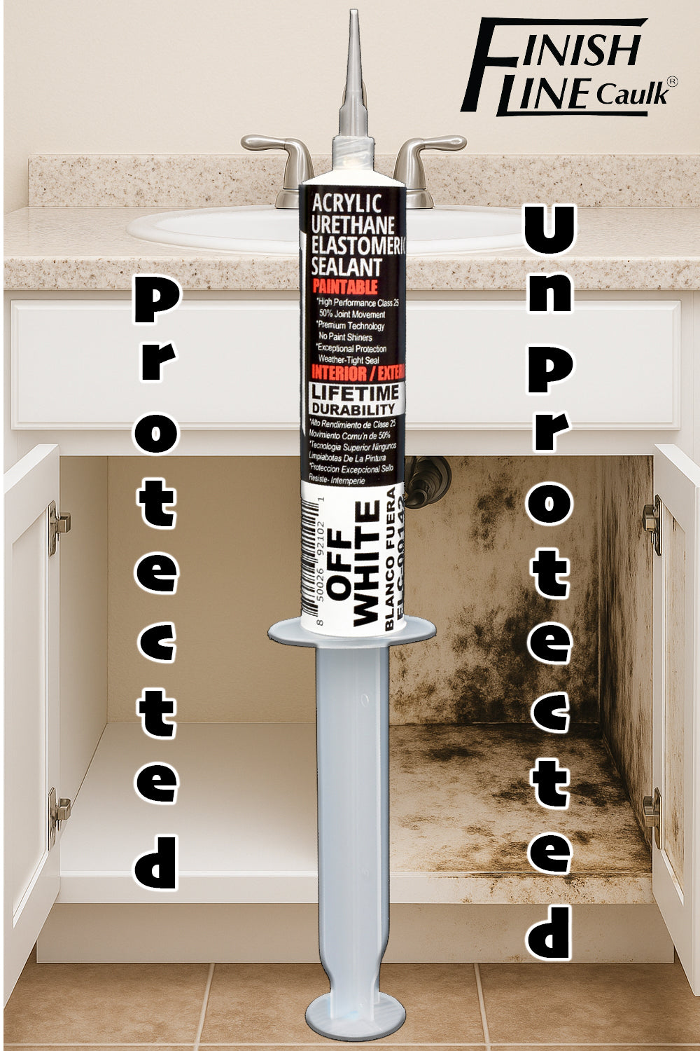 Finish Line Caulk – Off White Acrylic Urethane Elastomeric Sealant (1 oz)