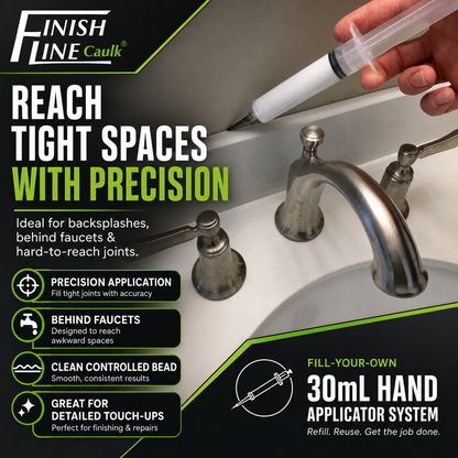 Finish Line Caulk® 30 mL Fill-Your-Own Precision Caulking Kit – Single Kit