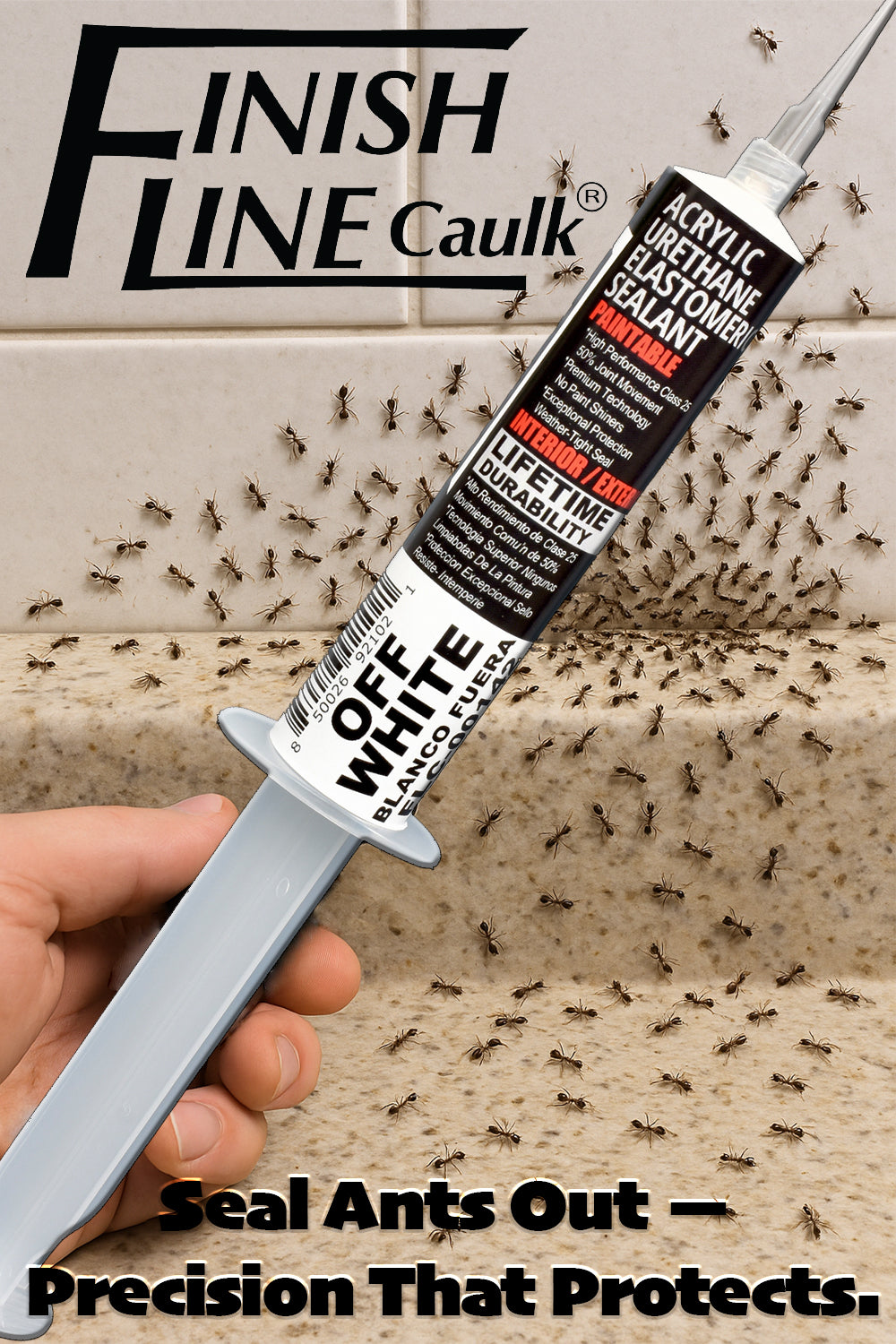 Finish Line Caulk – Off White Acrylic Urethane Elastomeric Sealant (1 oz)