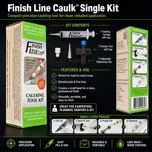 Finish Line Caulk® 30 mL Fill-Your-Own Precision Caulking Kit – Single Kit