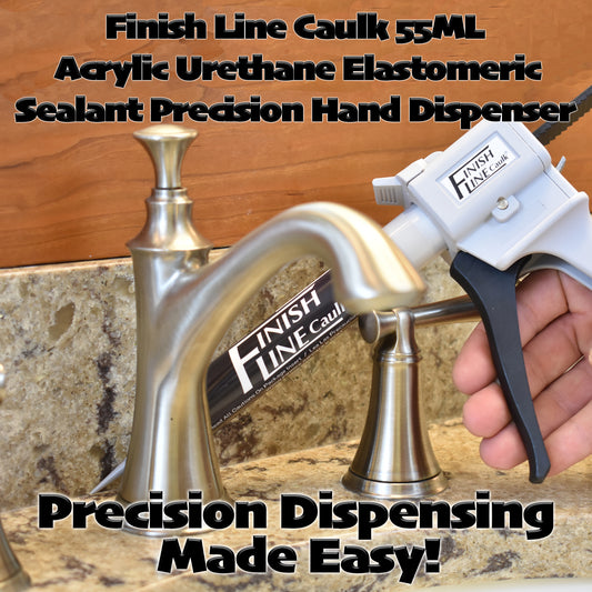 Finish Line Caulk – Precision Hand Dispenser Kit with Acrylic Urethane Sealant (55 mL Tubes)