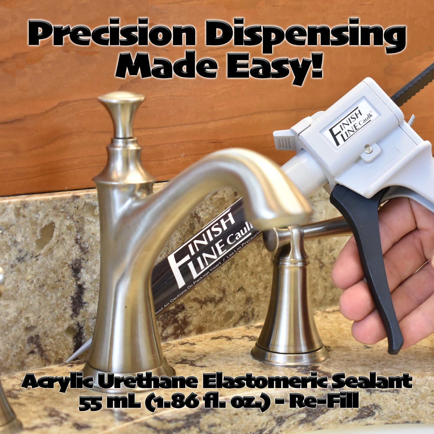 Finish Line Caulk – 55 mL Refill Tubes for Precision Caulking Gun (Choose Color)