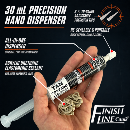Finish Line Caulk® 30 mL Pre-Filled Precision Caulking Applicator – Single Tube
