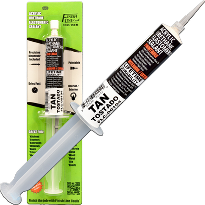 Finish Line Caulk – Tan Acrylic Urethane Elastomeric Sealant (1 oz)