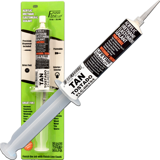 Finish Line Caulk – Tan Acrylic Urethane Elastomeric Sealant (1 oz)
