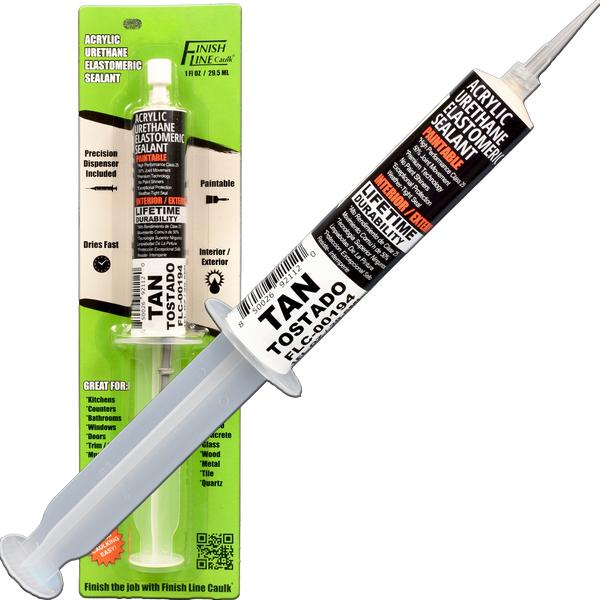 Finish Line Caulk – Tan Acrylic Urethane Elastomeric Sealant (1 oz)