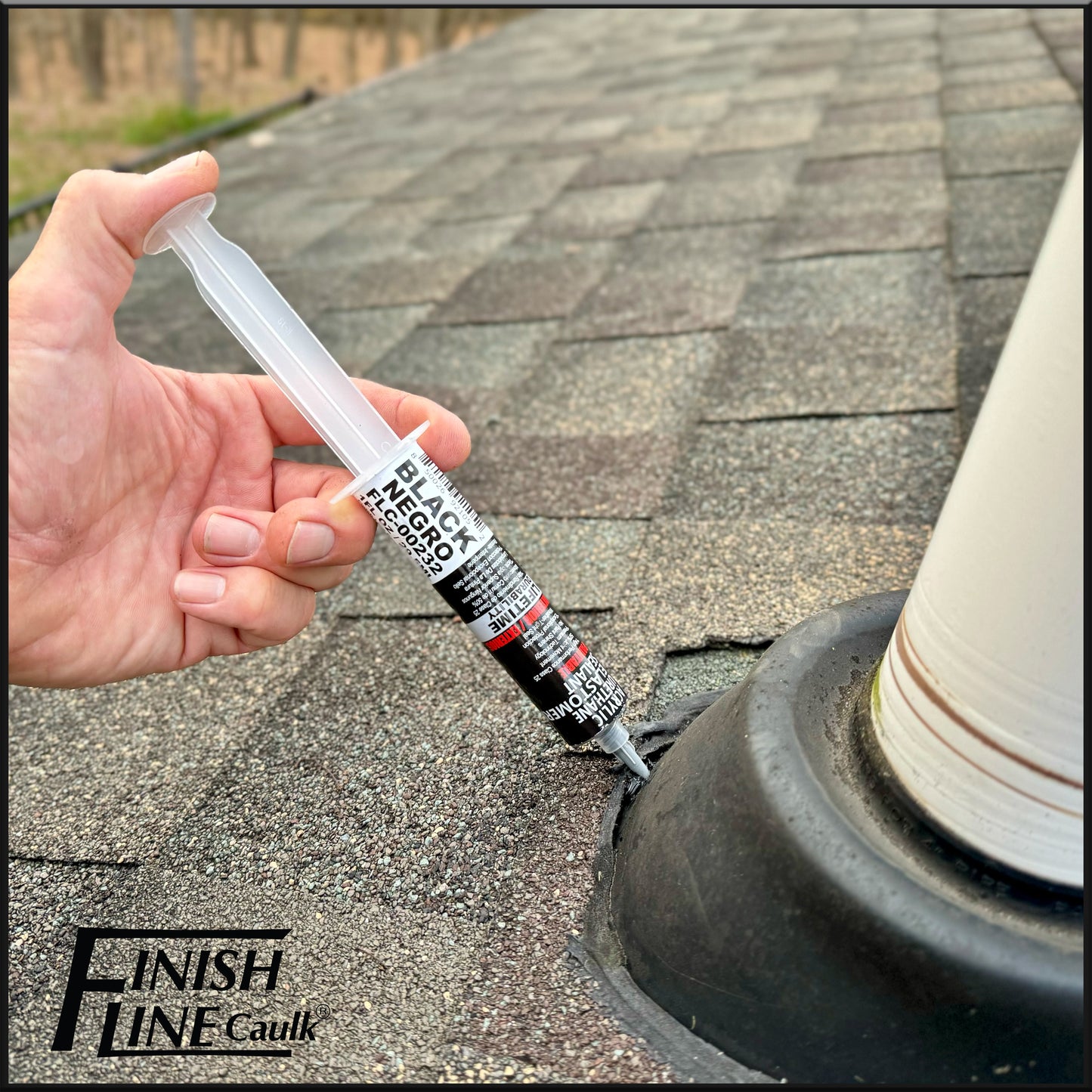 Finish Line Caulk – Black Acrylic Urethane Elastomeric Sealant (1 oz)