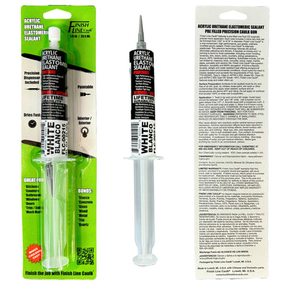 Finish Line Caulk – White Acrylic Urethane Elastomeric Sealant (1 oz)