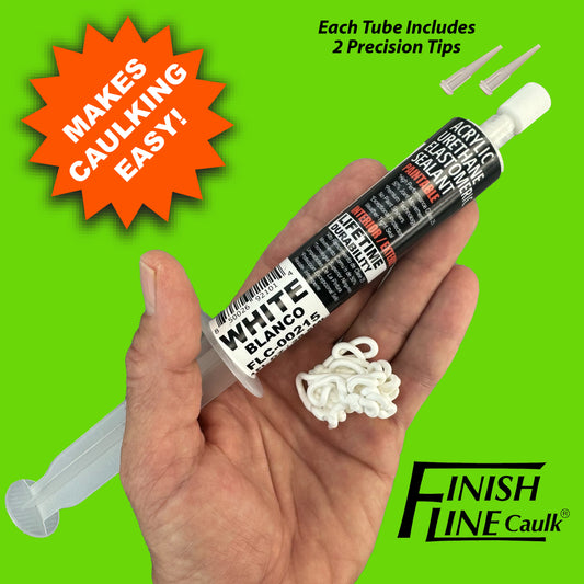 Finish Line Caulk – White Acrylic Urethane Elastomeric Sealant (1 oz)