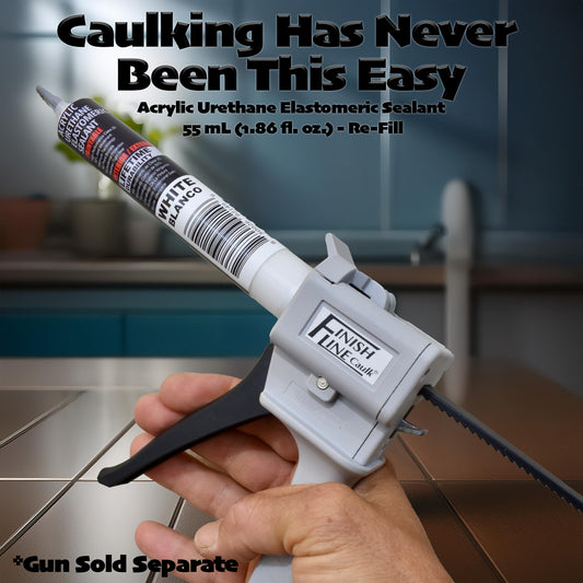 Finish Line Caulk – Precision Hand Dispenser Kit with Acrylic Urethane Sealant (55 mL Tubes)