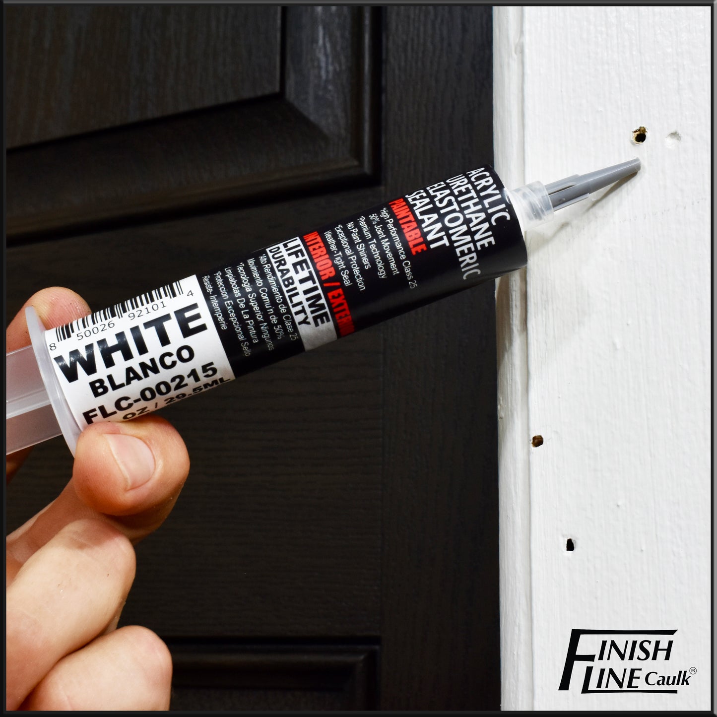 Finish Line Caulk – White Acrylic Urethane Elastomeric Sealant (1 oz)