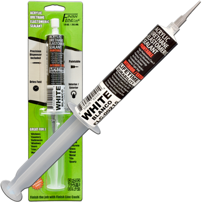 Finish Line Caulk – Acrylic Urethane Elastomeric Sealant Pre-Filled Precision Caulking Tube (30 mL)