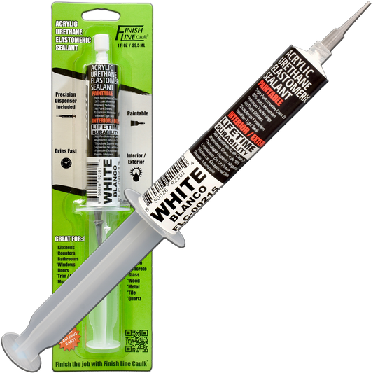 Finish Line Caulk – White Acrylic Urethane Elastomeric Sealant (1 oz)