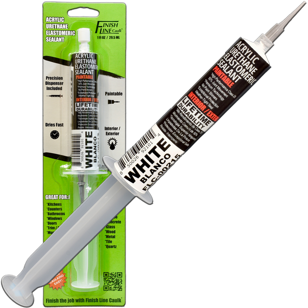 Finish Line Caulk – White Acrylic Urethane Elastomeric Sealant (1 oz)