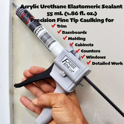 Finish Line Caulk – Precision Hand Dispenser Kit with Acrylic Urethane Sealant (55 mL Tubes)