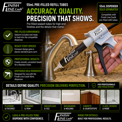 Finish Line Caulk® 55 mL Pre-Filled Precision Caulk Refills – 2 Pack